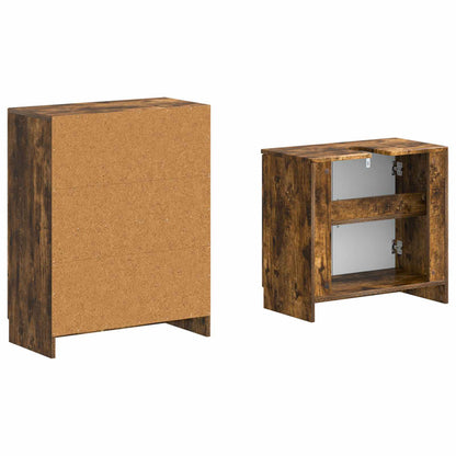2 Piece Bathroom Cabinet Set UTRECHT Smoked Oak Engineered Wood