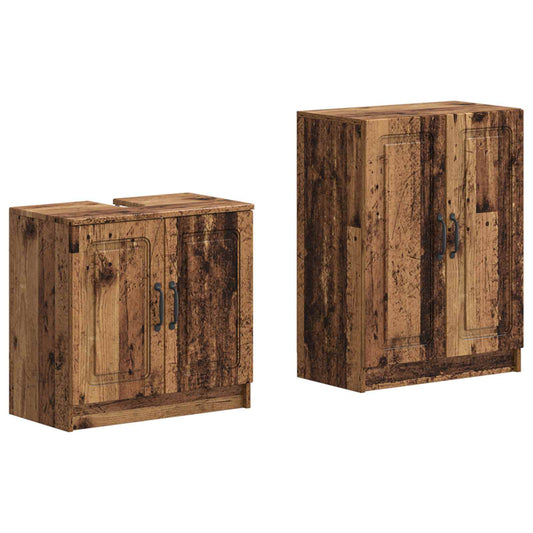 2 Piece Bathroom Cabinet Set UTRECHT Old Wood Engineered Wood