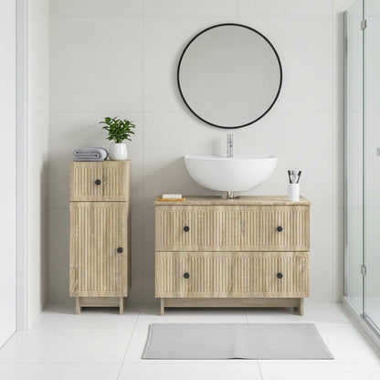 2 Piece Bathroom Cabinet Set EDE Sonoma Oak Engineered Wood