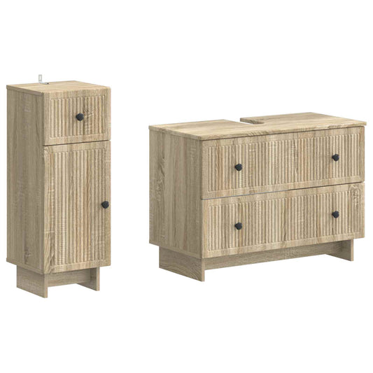 2 Piece Bathroom Cabinet Set EDE Sonoma Oak Engineered Wood