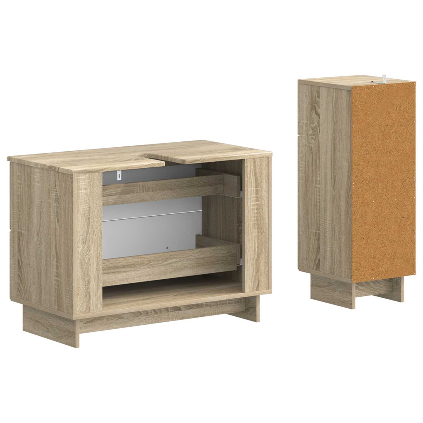 2 Piece Bathroom Cabinet Set EDE Sonoma Oak Engineered Wood