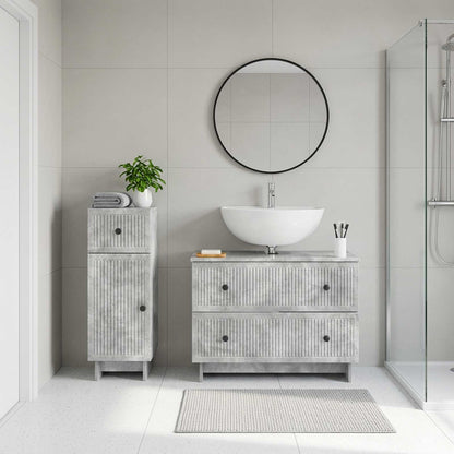 2 Piece Bathroom Cabinet Set EDE Concrete Grey Engineered Wood