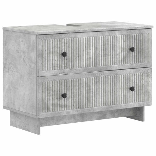 2 Piece Bathroom Cabinet Set EDE Concrete Grey Engineered Wood