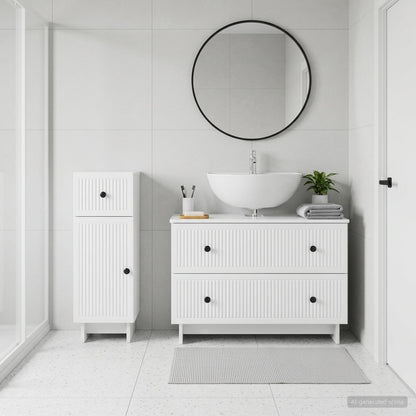 2 Piece Bathroom Cabinet Set EDE High Gloss White