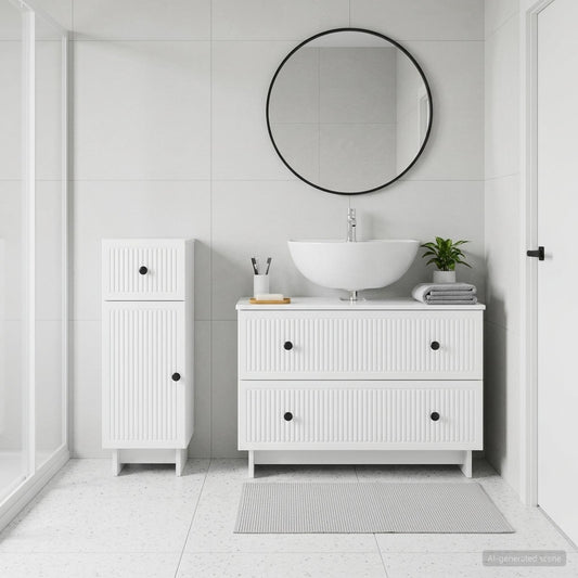 2 Piece Bathroom Cabinet Set EDE High Gloss White