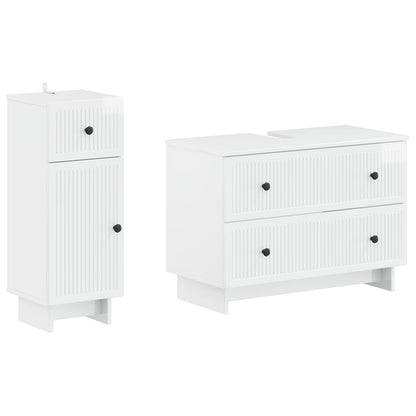 2 Piece Bathroom Cabinet Set EDE High Gloss White
