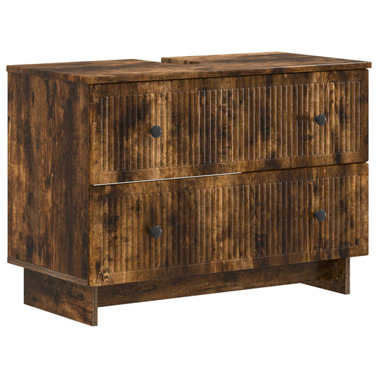 2 Piece Bathroom Cabinet Set EDE Smoked Oak Engineered Wood