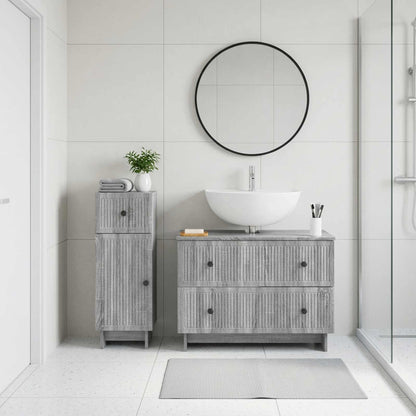 2 Piece Bathroom Cabinet Set EDE Grey Sonoma Engineered Wood