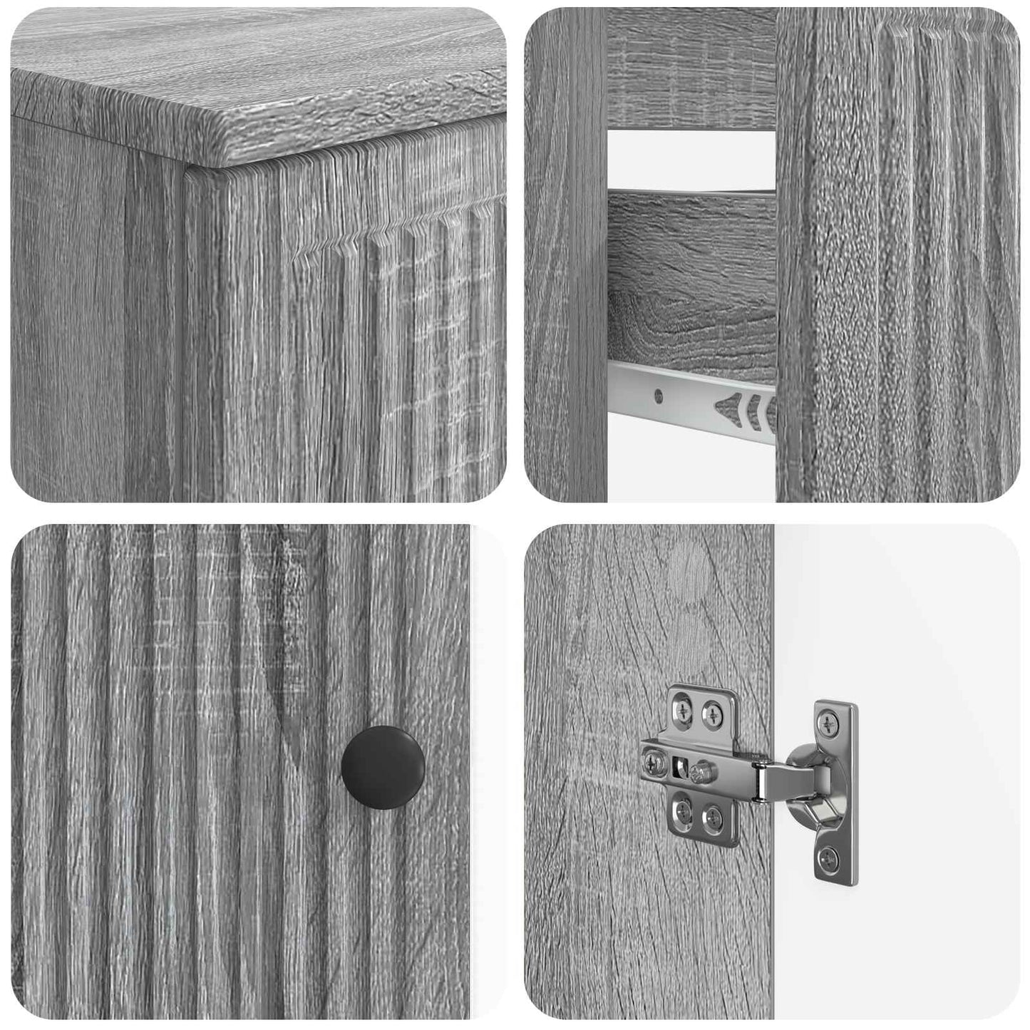 2 Piece Bathroom Cabinet Set EDE Grey Sonoma Engineered Wood
