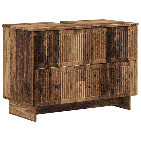 2 Piece Bathroom Cabinet Set EDE Old Wood Engineered Wood