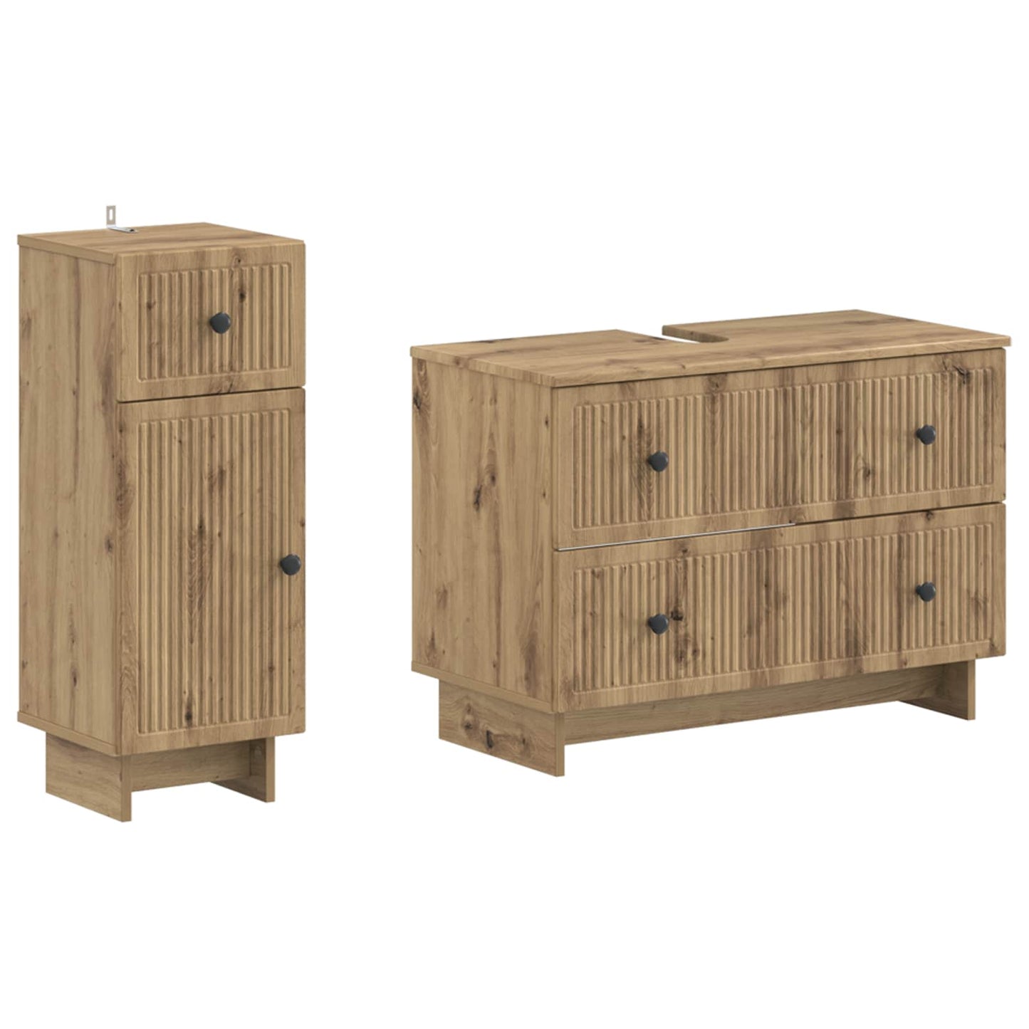 2 Piece Bathroom Cabinet Set EDE Artisan Oak Engineered Wood