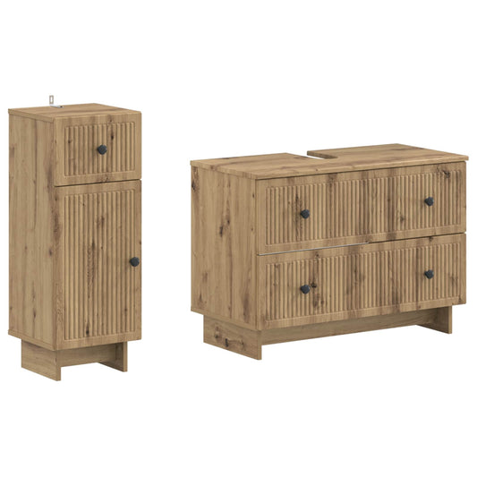 2 Piece Bathroom Cabinet Set EDE Artisan Oak Engineered Wood