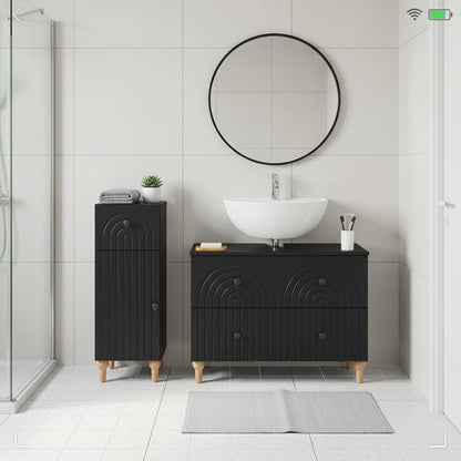 2 Piece Bathroom Cabinet Set ALKMAAR Black Engineered Wood