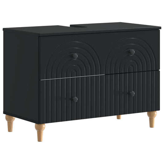 2 Piece Bathroom Cabinet Set ALKMAAR Black Engineered Wood