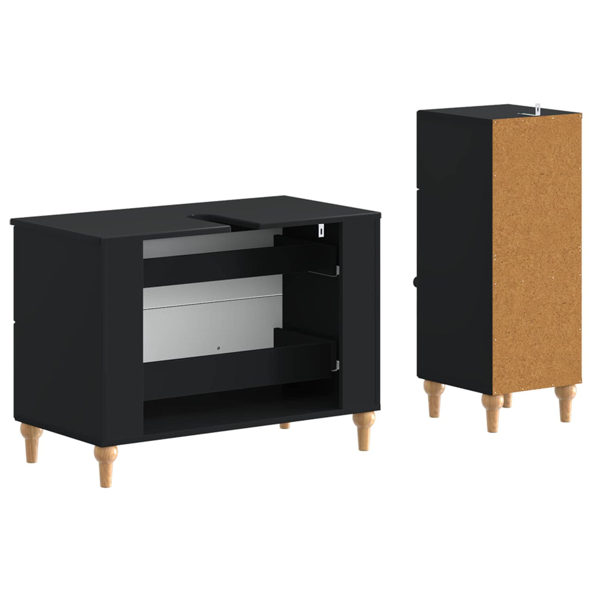 2 Piece Bathroom Cabinet Set ALKMAAR Black Engineered Wood
