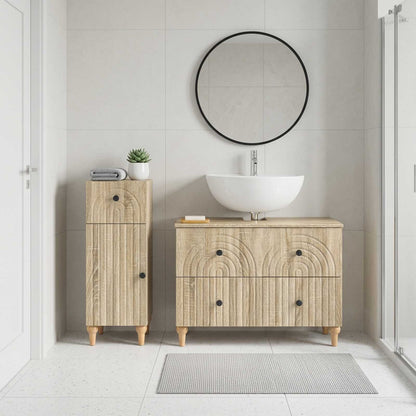 2 Piece Bathroom Cabinet Set ALKMAAR Sonoma Oak Engineered Wood