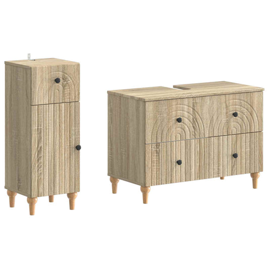 2 Piece Bathroom Cabinet Set ALKMAAR Sonoma Oak Engineered Wood
