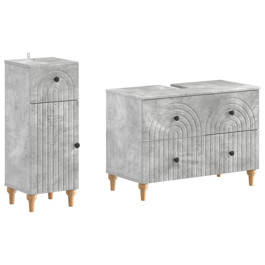 2 Piece Bathroom Cabinet Set ALKMAAR Concrete Grey