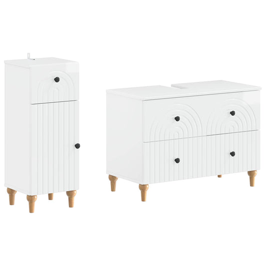 2 Piece Bathroom Cabinet Set ALKMAAR High Gloss White