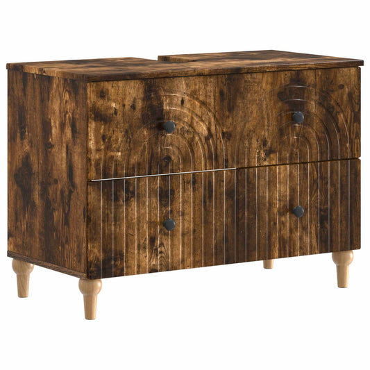 2 Piece Bathroom Cabinet Set ALKMAAR Smoked Oak Engineered Wood