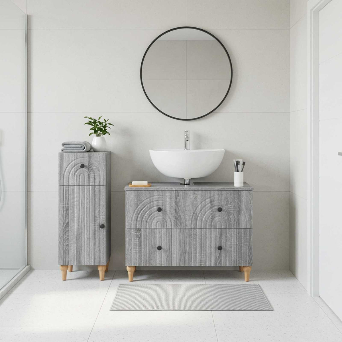 2 Piece Bathroom Cabinet Set ALKMAAR Grey Sonoma