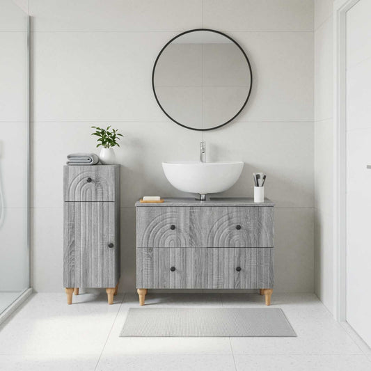 2 Piece Bathroom Cabinet Set ALKMAAR Grey Sonoma