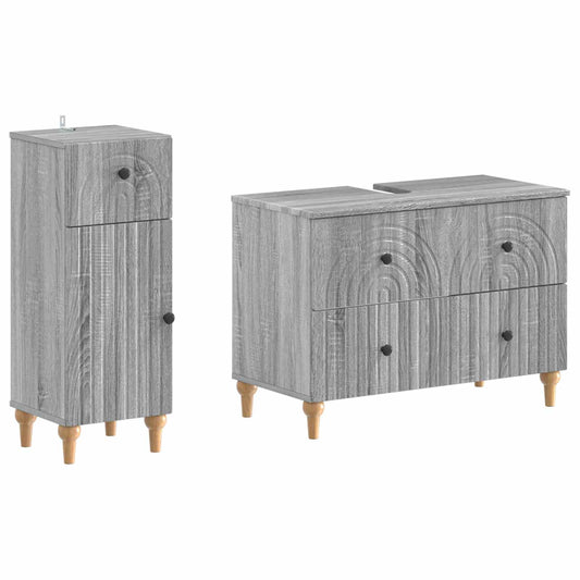 2 Piece Bathroom Cabinet Set ALKMAAR Grey Sonoma