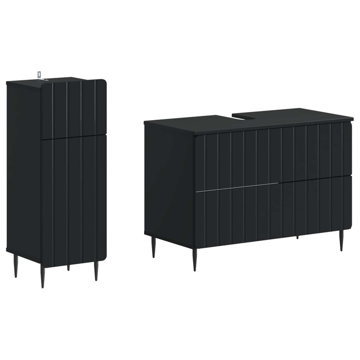 2 Piece Bathroom Cabinet Set ZWOLLE Black Engineered Wood