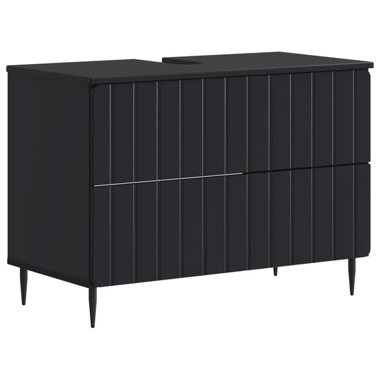 2 Piece Bathroom Cabinet Set ZWOLLE Black Engineered Wood