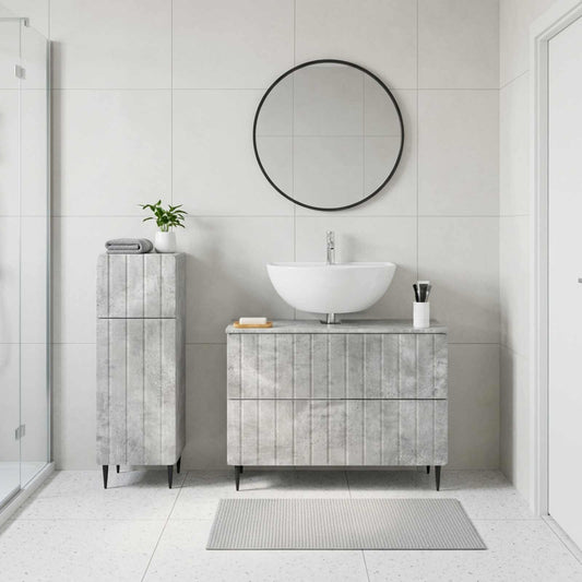 2 Piece Bathroom Cabinet Set ZWOLLE Concrete Grey