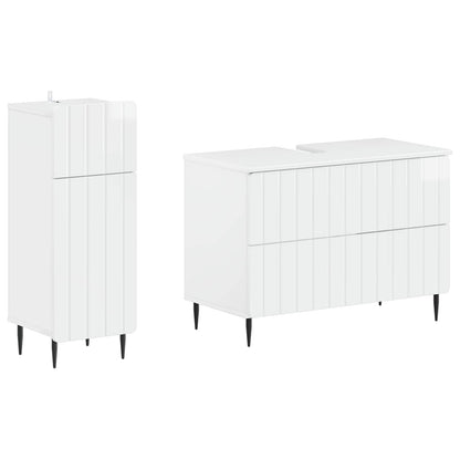 2 Piece Bathroom Cabinet Set ZWOLLE High Gloss White