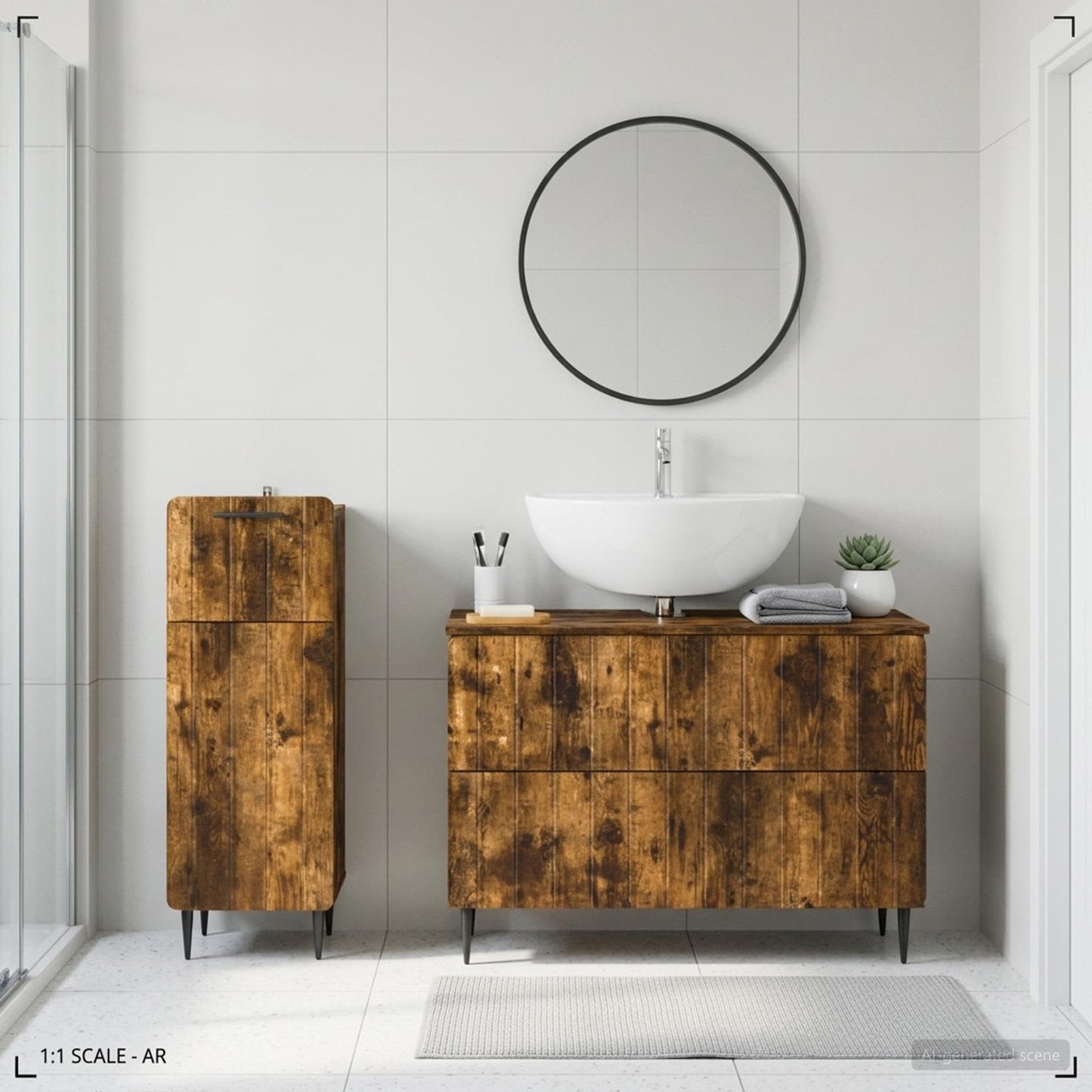 2 Piece Bathroom Cabinet Set ZWOLLE Smoked Oak Engineered Wood
