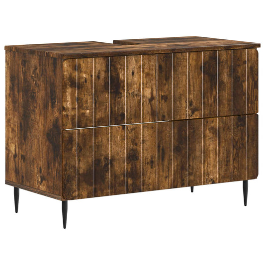2 Piece Bathroom Cabinet Set ZWOLLE Smoked Oak Engineered Wood