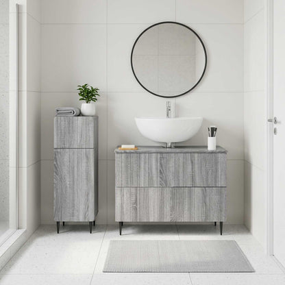2 Piece Bathroom Cabinet Set ZWOLLE Grey Sonoma Engineered Wood