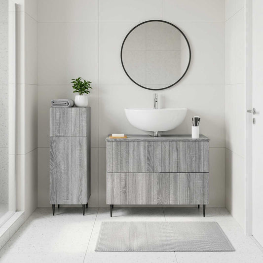 2 Piece Bathroom Cabinet Set ZWOLLE Grey Sonoma Engineered Wood
