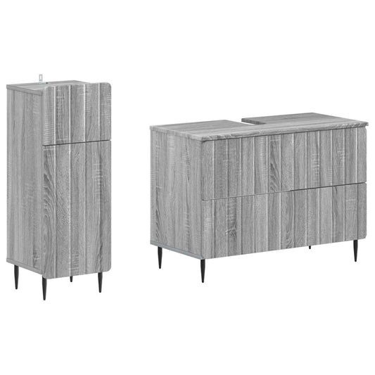 2 Piece Bathroom Cabinet Set ZWOLLE Grey Sonoma Engineered Wood