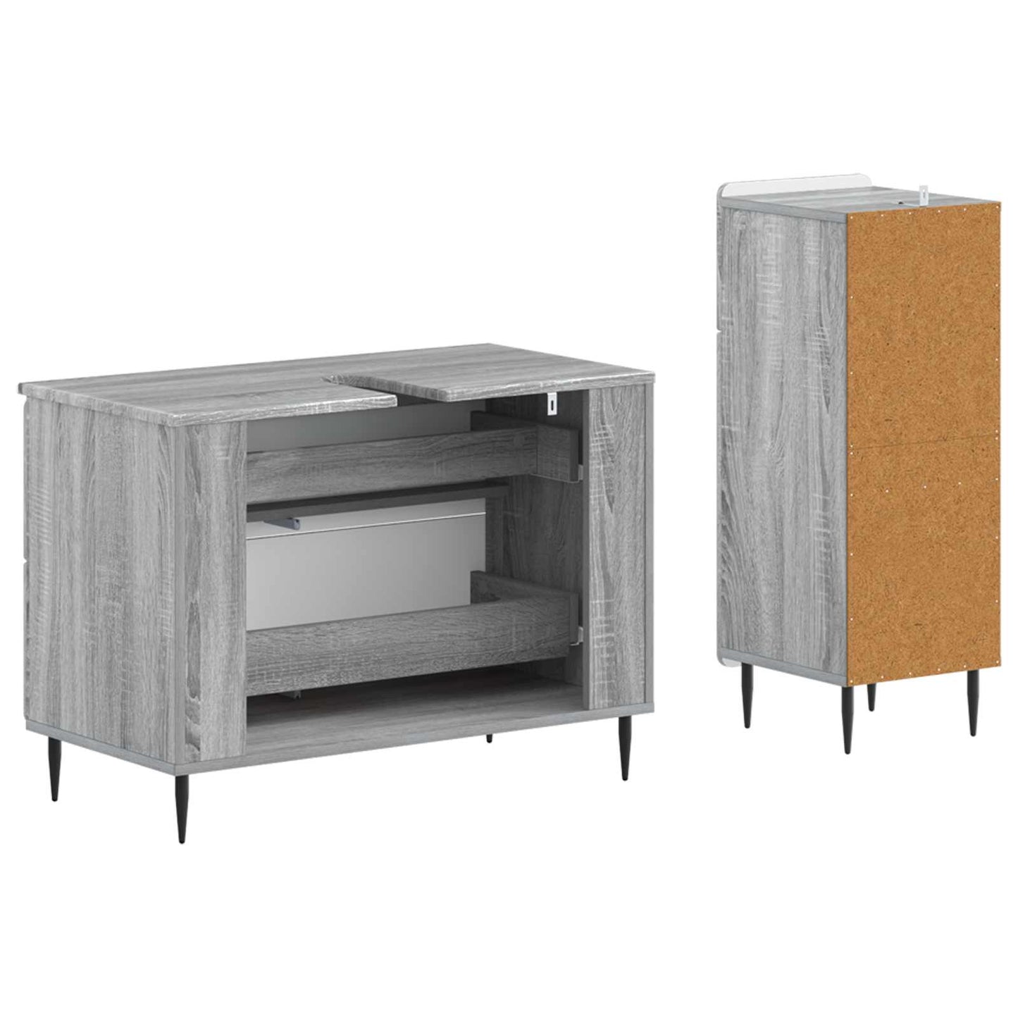 2 Piece Bathroom Cabinet Set ZWOLLE Grey Sonoma Engineered Wood