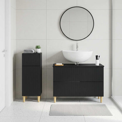 2 Piece Bathroom Cabinet Set ARNHEM Black Engineered Wood