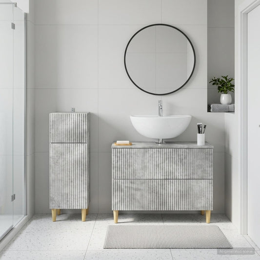 2 Piece Bathroom Cabinet Set ARNHEM Concrete Grey