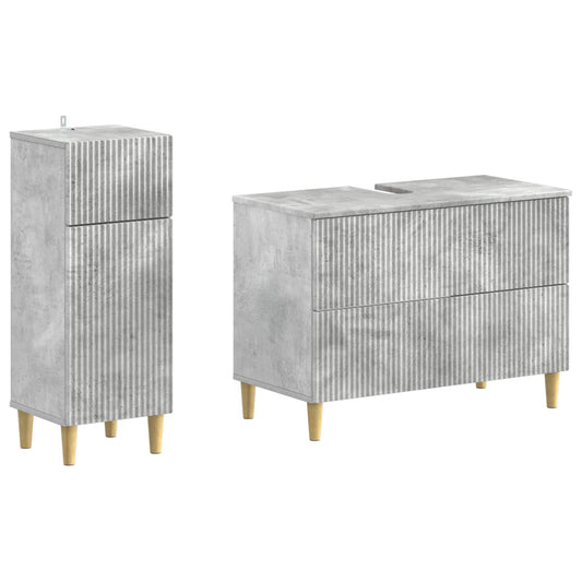2 Piece Bathroom Cabinet Set ARNHEM Concrete Grey