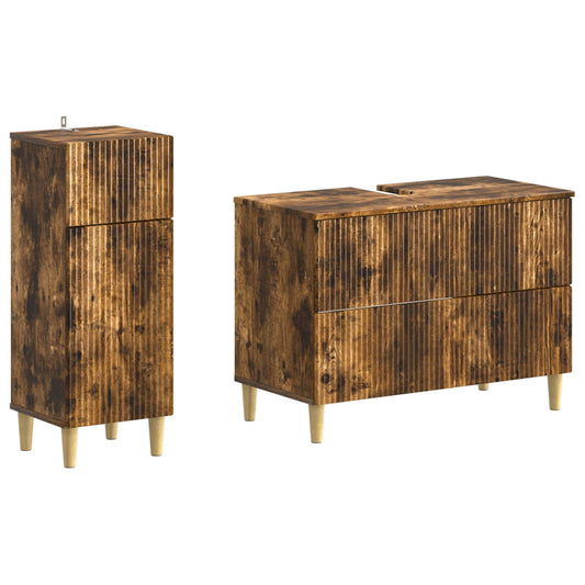 2 Piece Bathroom Cabinet Set ARNHEM Smoked Oak Engineered Wood