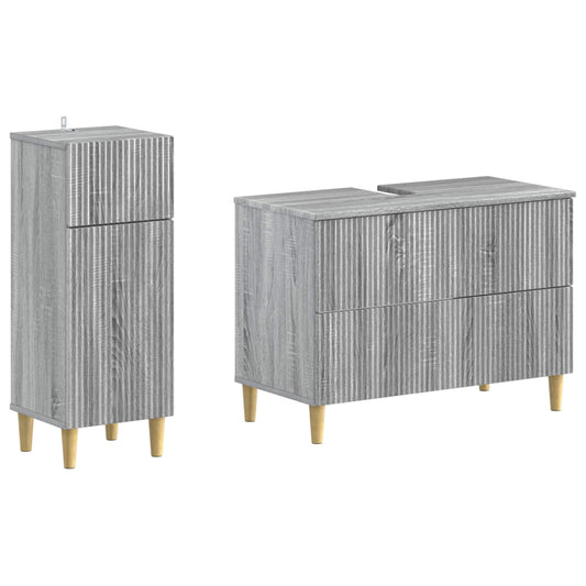 2 Piece Bathroom Cabinet Set ARNHEM Grey Sonoma Engineered Wood