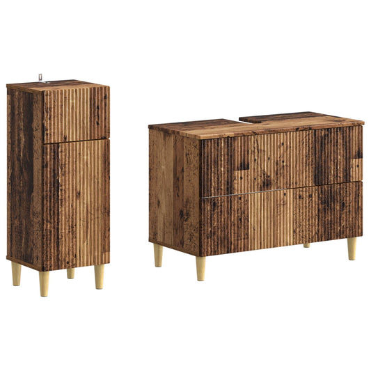 2 Piece Bathroom Cabinet Set ARNHEM Old Wood Engineered Wood