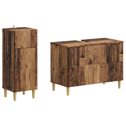 2 Piece Bathroom Cabinet Set ARNHEM Old Wood Engineered Wood