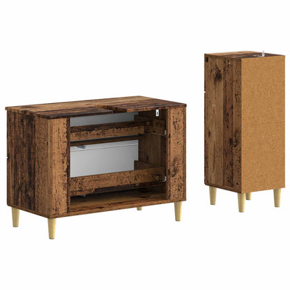 2 Piece Bathroom Cabinet Set ARNHEM Old Wood Engineered Wood