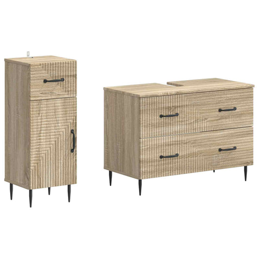2 Piece Bathroom Cabinet Set HAARLEM Sonoma Oak Engineered Wood