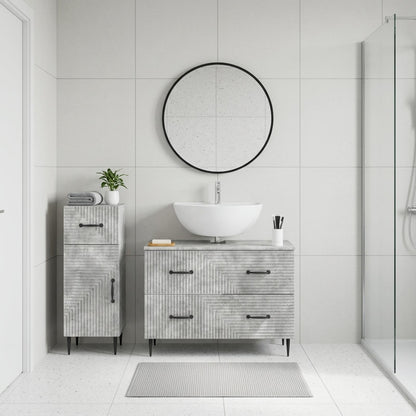 2 Piece Bathroom Cabinet Set HAARLEM Concrete Grey