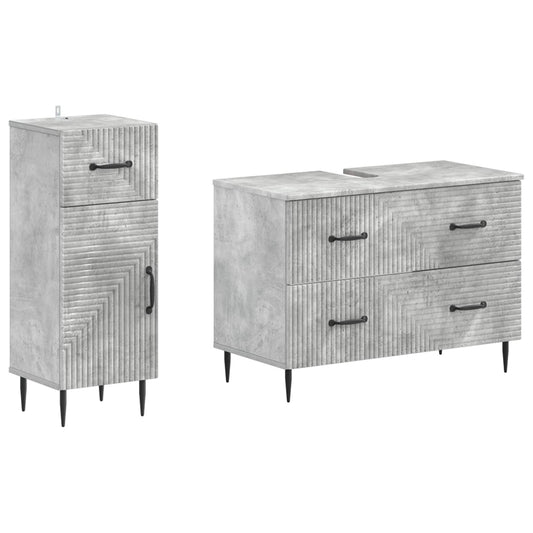 2 Piece Bathroom Cabinet Set HAARLEM Concrete Grey