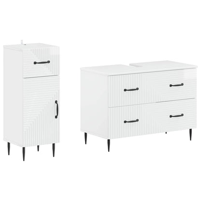 2 Piece Bathroom Cabinet Set HAARLEM High Gloss White