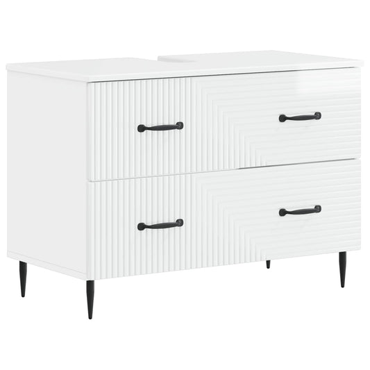 2 Piece Bathroom Cabinet Set HAARLEM High Gloss White